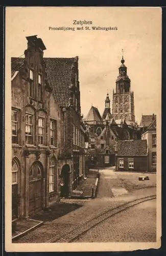 AK Zutphen, Proostdijsteeg met St. Walpurgskerk