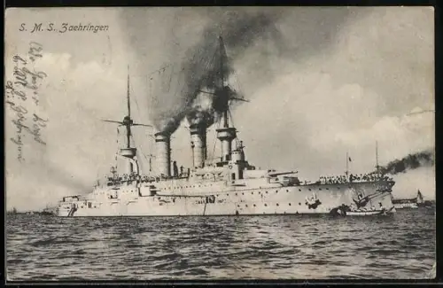 AK Linienschiff Zaehringen an der Festmachertonne