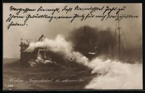 AK Hochsee-Torpedoboot bei schwerer See