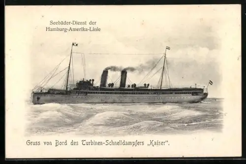 AK Turbinen-Schnelldampfer Kaiser der Hamburg-Amerika-Linie in Fahrt