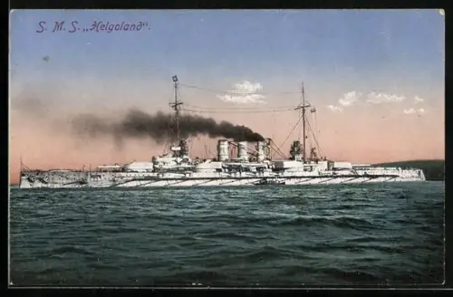 AK Linienschiff SMS Helgoland auf hoher See, Kriegsschiff