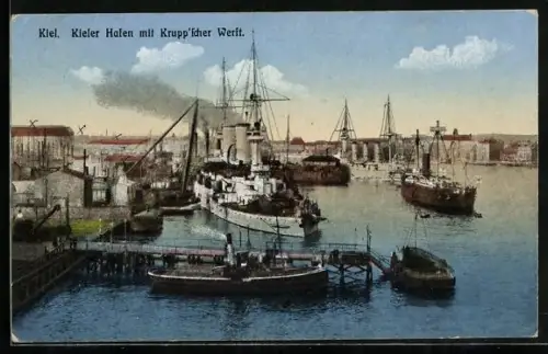 AK Kiel, Kriegshafen mit Krupp`scher Werft