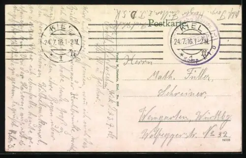 AK Hebeschiff für U-Boote SMS Vulkan passiert den Kaiser Wilhelm Kanal