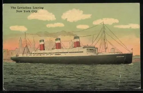 AK Passenger ship Leviathan leaving New York City, Passagierschiff