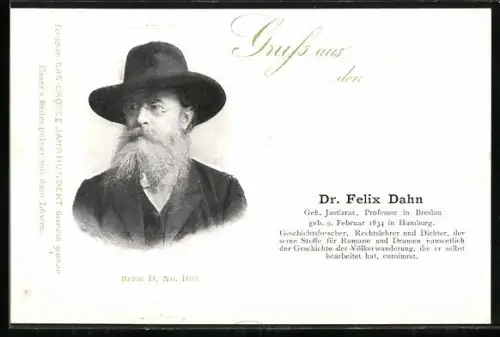 AK Dichter Dr. Felix Dahn im Porträt