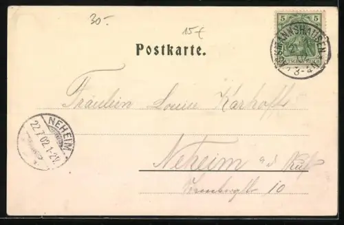 AK Assmannshausen, Ortsansicht, Dichter- und Künstlerheim zur Krone, Denkmal