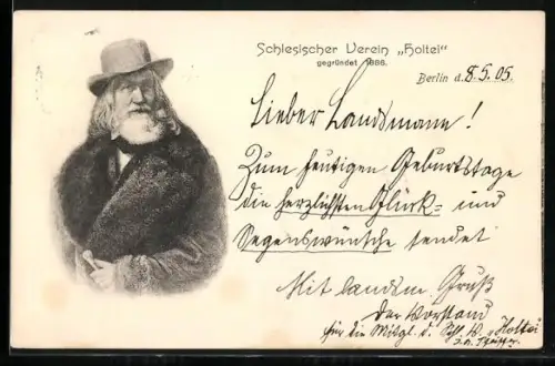 Lithographie Karl v. Holter im Porträt