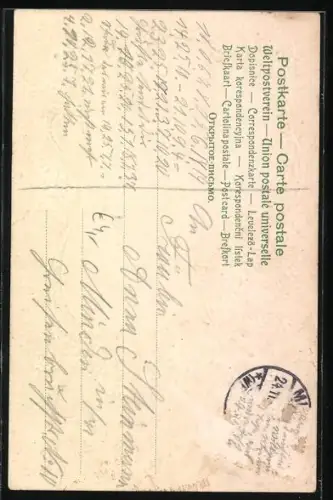 Präge-AK Gedicht von Dingelstedt, Goldrahmen mit Blümchen und Marienkäfern, Jugendstil