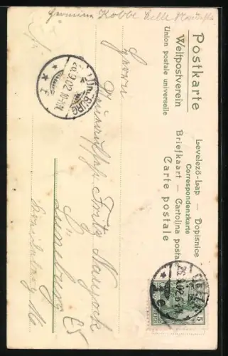 Künstler-AK Liebespaar, Mann macht der Geliebten einen Antrag