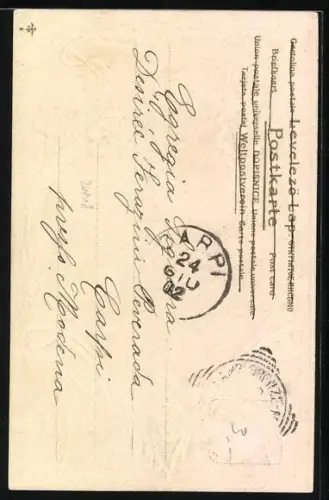 Lithographie Fröhliche Pfingsten, Landschaft in Zierrahmen