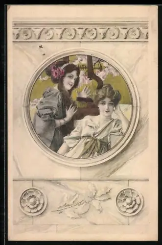 AK Jugendstil, Eine junge Frau macht Musik, die andere lauscht