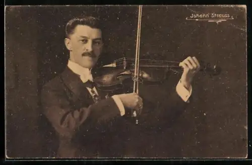 AK Johann Strauss mit Geige