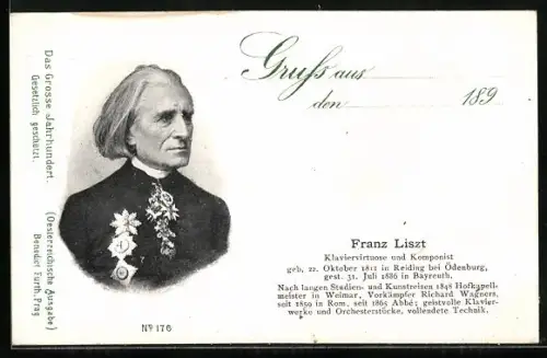 AK Komponist Franz Liszt mit Orden
