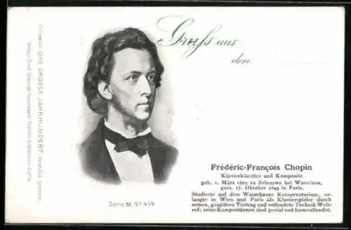 AK Frédéric-Francois Chopin, Klavierkünstler, 1809-1849