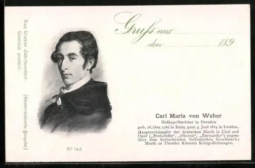 AK Portrait des Komponisten Carl Maria von Weber
