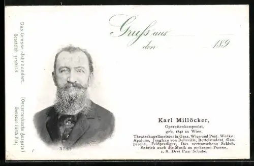 AK Porträt vom Operettenkomponist Karl Millöcker