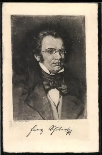 AK Komponist Franz Schubert, Porträt mit Brille