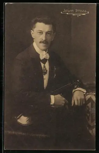 AK Komponist Johann Strauss, Porträt mit Violine