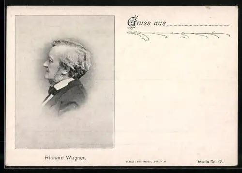 AK Richard Wagner, Porträt im Profil