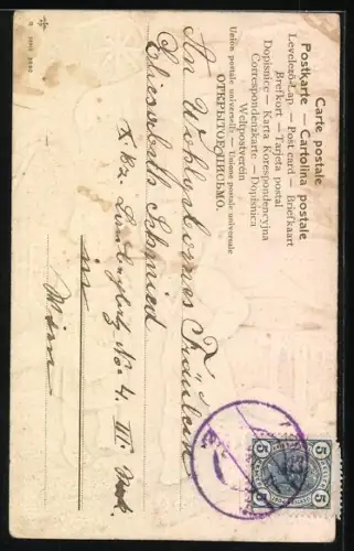 Künstler-AK Kleine Kinder schreiben Neujahrsgrüsse an die Wand