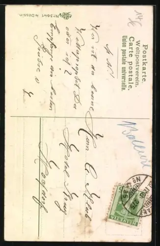 Präge-AK Blondes Mädchen mit einem Veilchenstrauss