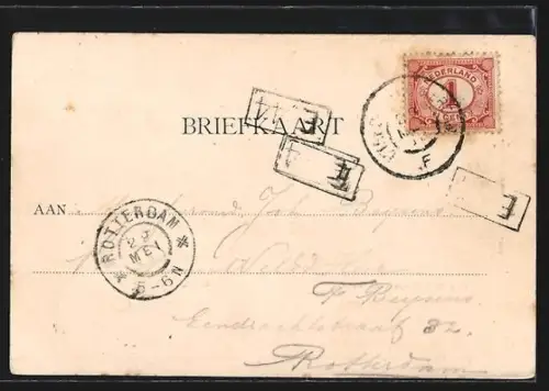 AK Gouda, Häuserpanorama mit Kirche