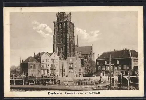 AK Dordrecht, Groote Kerk van af Boomkade