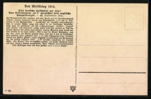 AK U-Boot U-9 versenkt 1914 die brit. Panzerkreuzer Aboukir, Hogue und Cressy, Portrait Kmdt. Otto Weddigen