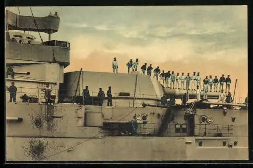 AK Vorderer Geschützturm vom Linienschiff Rheinland