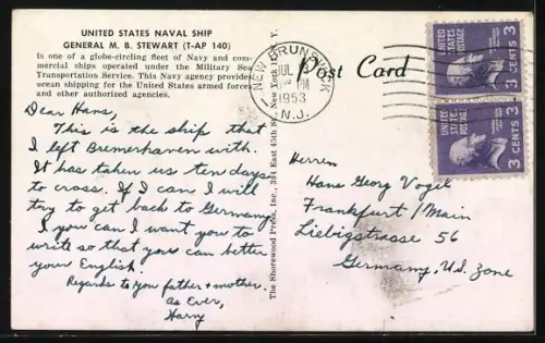 AK U.S.N.S. Cargo ship General M. B. Stewart underway, Kriegsschiff