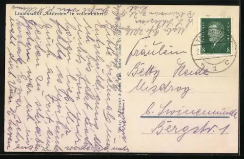 AK Linienschiff Schlesien in voller Fahrt