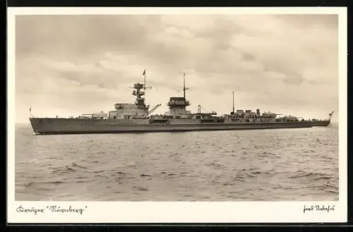 AK Leichter Kreuzer Nürnberg der Kriegsmarine in Fahrt