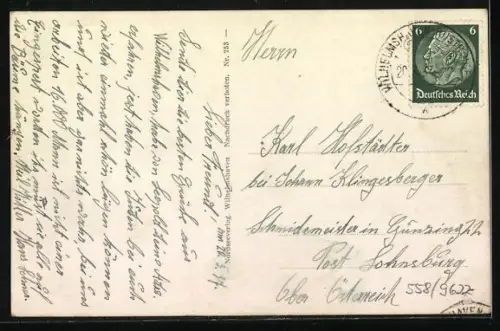 AK Panzerschiff Deutschland, im Hintergrund Panzerschiff Admiral Scheer, Reichskriegsflagge