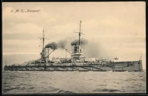 AK Kriegsschiff SMS Kaiserin, Steuerbordseite