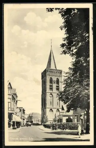 AK Ede, Groote Straat mit Kirchblick