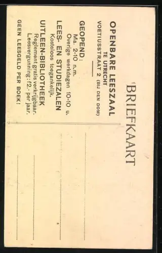 AK Utrecht, Openbare Leeszaal, Voetiusstraat 2