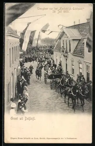 AK Delfzijl, Temgkeer van het Koninklijk Echtpaar, 29. Jui 1903