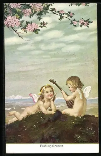Künstler-AK Engelchen beim Frühlingskonzert