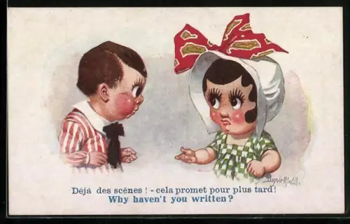 Künstler-AK Donald McGill: Mädchen schimpft mit einem Jungen