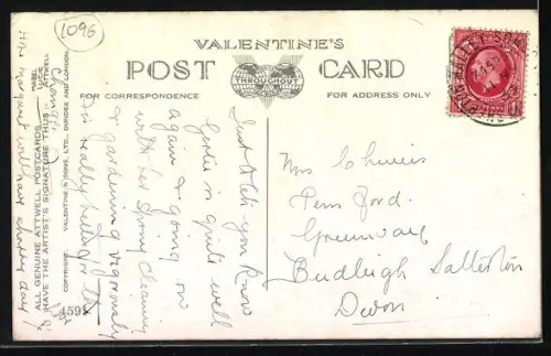 Künstler-AK Mabel Lucie Attwell: Hund leckt Mädchen das Gesicht