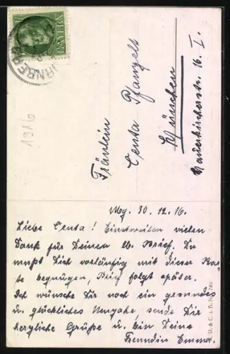 Künstler-AK Carl Diehl: Mädchen schaut auf ein Porträt von Kaiser Wilhelm II.