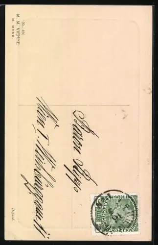 Künstler-AK Wichera: Portrait junge Dame mit Hut und Blumen