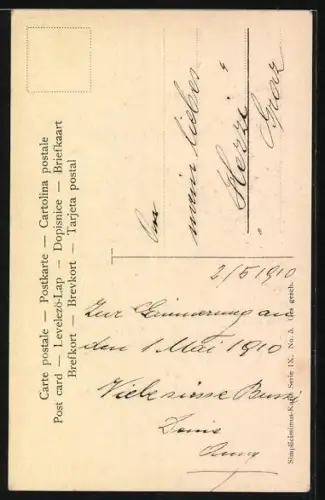 Künstler-AK Ferdinand von Reznicek: Leidenschaftlicher Kavalier vergräbt sein Antlitz im Dekollete einer Dame