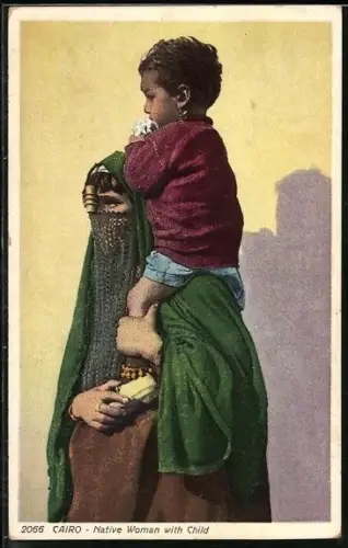 AK Cairo, Native Woman with Child, arabische Volkstypen