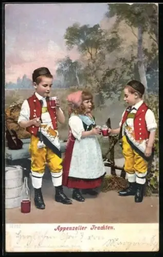 AK Appenzeller Kinder in versch. Trachten