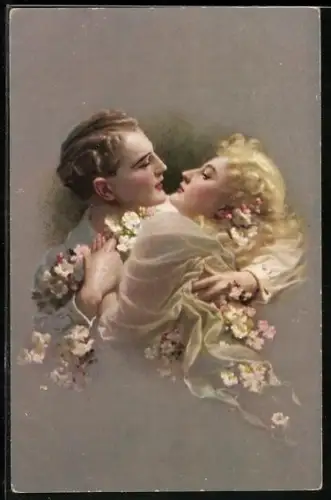 AK Liebespaar sieht sich verliebt in die Augen