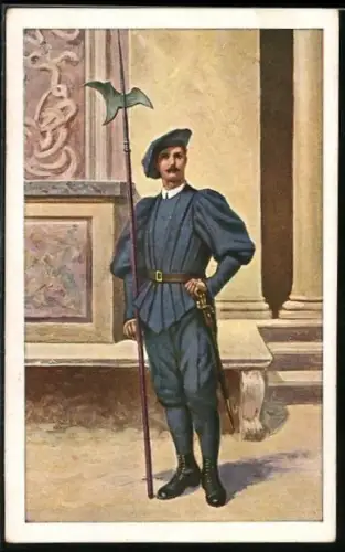 Künstler-AK Guardia Svizzera, Tenuta di quartiere, Soldat der schweizer Garde