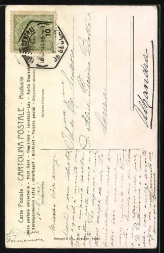 Lithographie Italienische Tänzer in Tracht