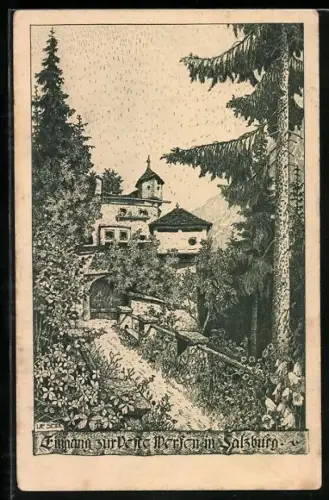 Künstler-AK Werfen, Eingang zur Veste