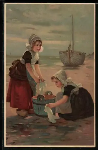 Künstler-AK Meissner & Buch (M&B) Nr. 1375: Von Haus und Herd, Waschmädchen